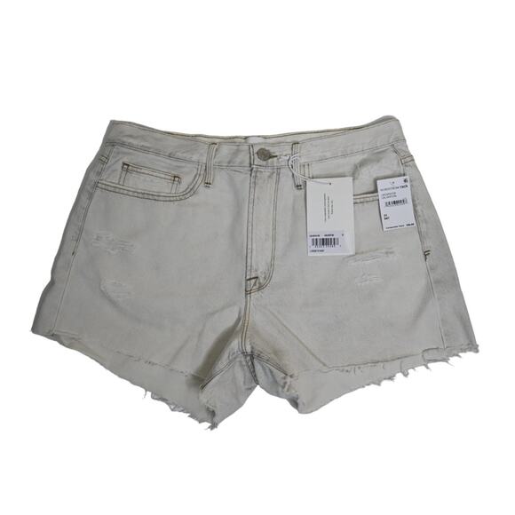 FRAME Womens 31 Le Brigette High Waist Raw Hem Denim Shorts in Calverton NEW - Picture 1 of 13